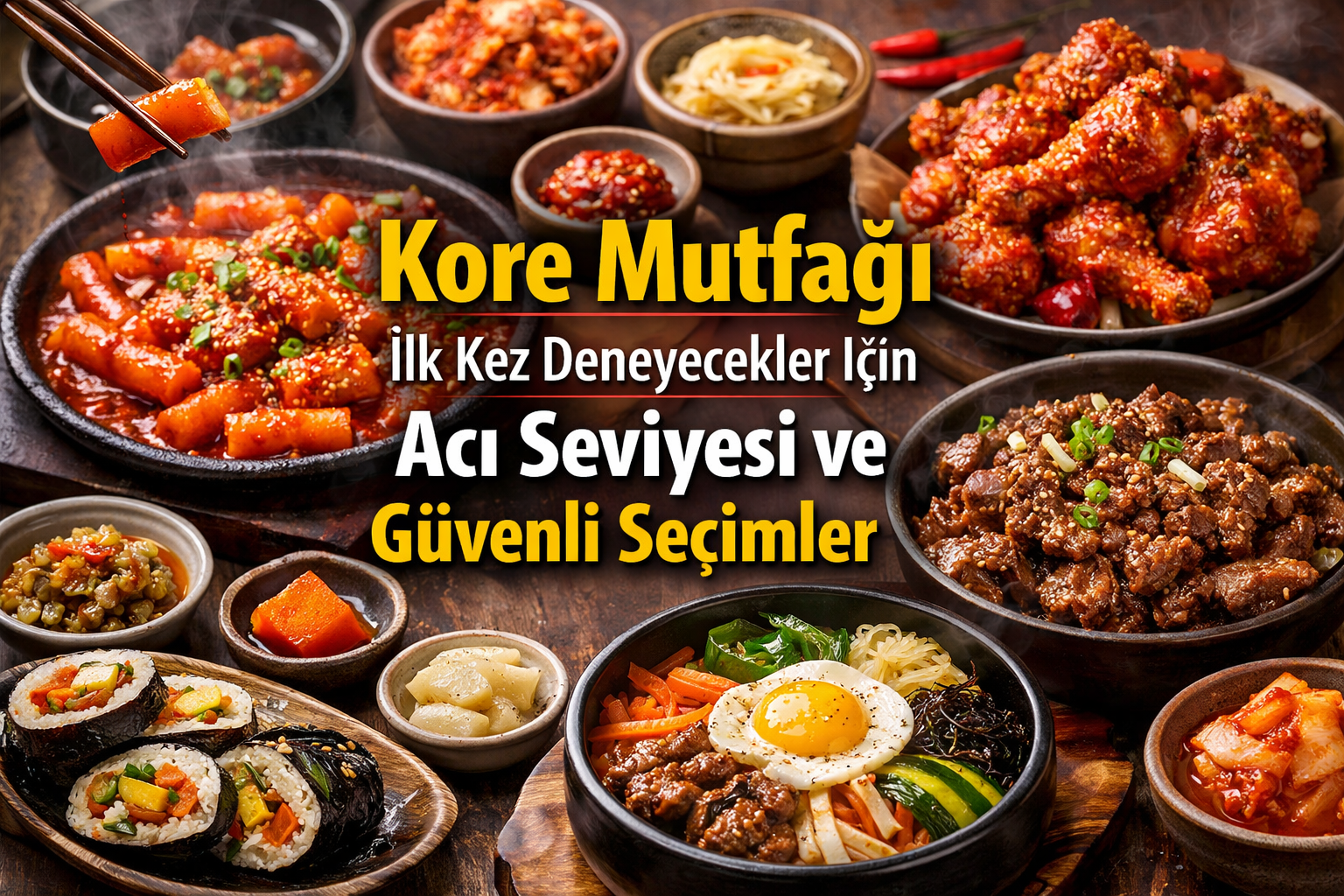 Kore mutfağı ilk kez deneyecekler için acı seviyesi ve güvenli yemek seçenekleri (bulgogi, bibimbap, kimbap, tteokbokki)